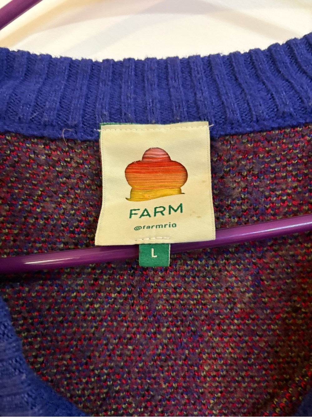 Farm Rio Blue Maxi Heartberry Sweater large - Picture 4 of 7
